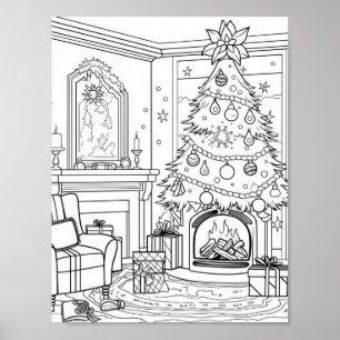 Christmas Tree Adult Colouring Poster