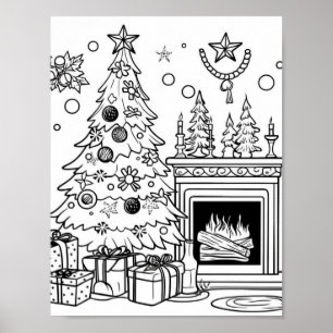 Christmas Tree Adult Colouring Poster