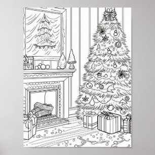 Christmas Tree Adult Colouring Poster