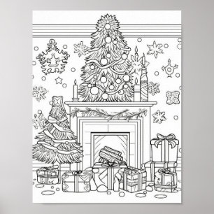 Christmas Tree Adult Colouring Poster