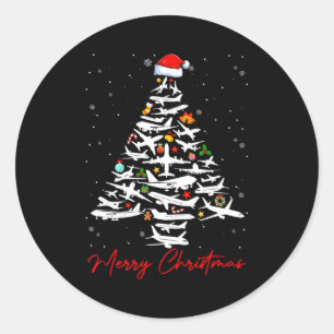 Christmas Tree Airplanes Lots Merry Christmas Men  Classic Round Sticker