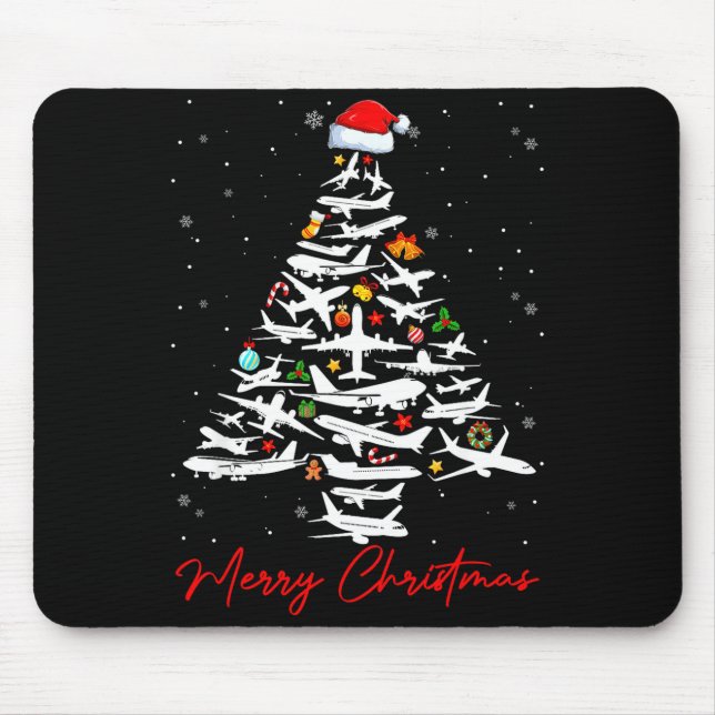 Christmas Tree Airplanes Lots Merry Christmas Men  Mouse Mat (Front)