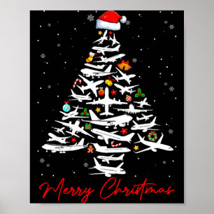 Christmas Tree Airplanes Lots Merry Christmas Men Poster