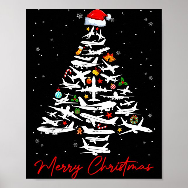 Christmas Tree Airplanes Lots Merry Christmas Men  Poster (Front)