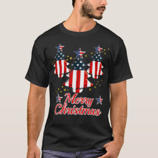 Christmas Tree American Flag Chistmas Season  T-Shirt
