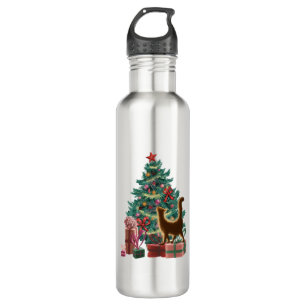 Christmas Tree and a Naughty Orange Cat 710 Ml Water Bottle