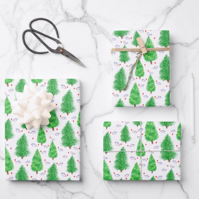 Christmas tree and bird Wrapping paper (Front)