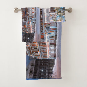 Christmas tree and Blackheads house in Riga Bath Towel Set