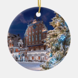 Christmas tree and Blackheads house in Riga Ceramic Tree Decoration