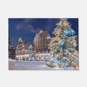 Christmas tree and Blackheads house in Riga Doormat