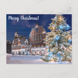 Christmas tree and Blackheads house in Riga Postcard