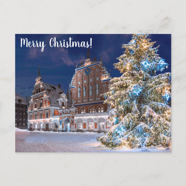 Christmas tree and Blackheads house in Riga Postcard (Front)