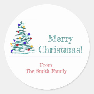 Christmas Tree and Bulbs Gift Wrapping Sticker