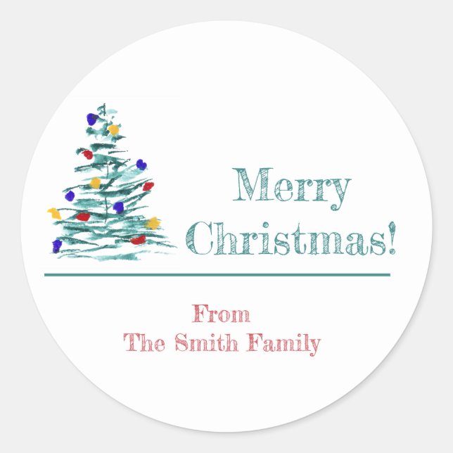 Christmas Tree and Bulbs Gift Wrapping Sticker (Front)