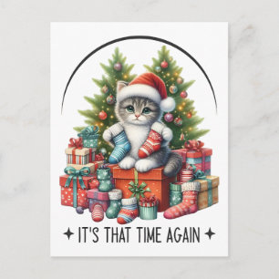 Christmas Tree And Cat 2025 Postcard
