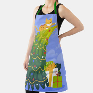 Christmas Tree and Cat Apron