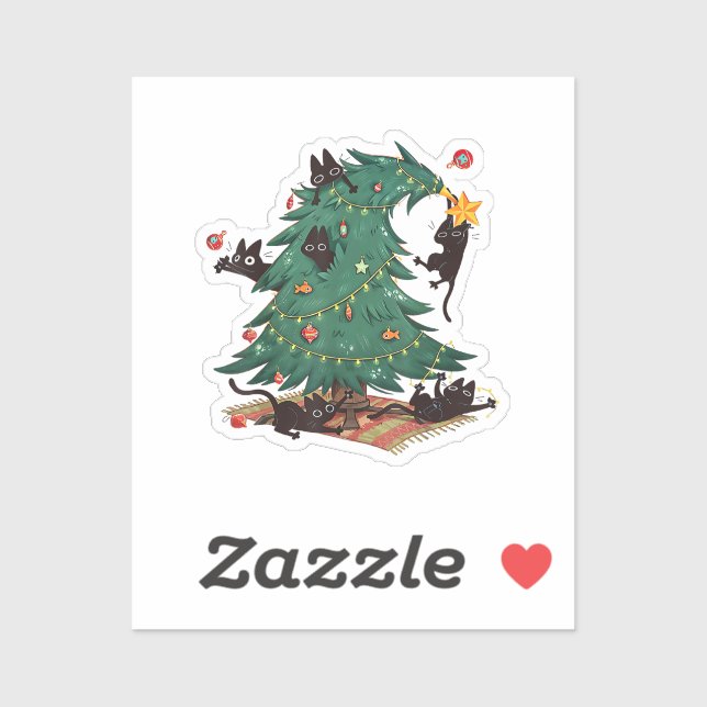 Christmas Tree and Cat Cute Christmas Cat Lover (Sheet)