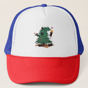 Christmas Tree and Cat Cute Christmas Cat Lover Trucker Hat