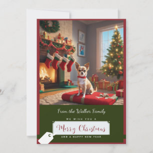 Christmas Tree and Chihuahua Holiday Card