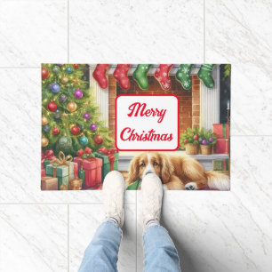 Christmas Tree and Dog Holiday Doormat