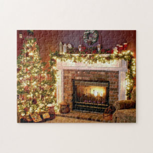 Christmas Tree and Fireplace Photo Puzzle