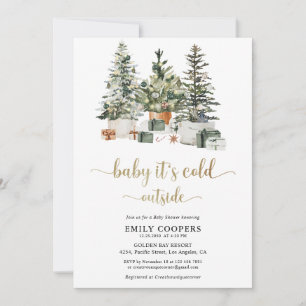 Christmas Tree and Gifts Baby Shower Invitation