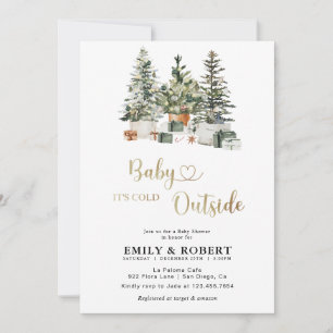 Christmas Tree and Gifts Baby Shower Invitation