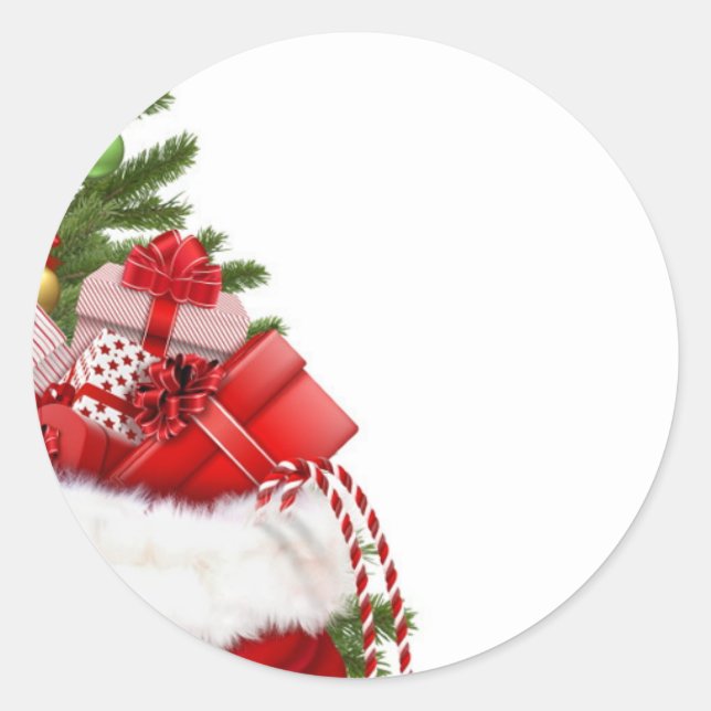 Christmas Tree And Gifts Blank Elegant Template Classic Round Sticker (Front)