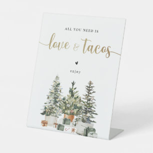 Christmas Tree And Gifts Love and Tacos Sign