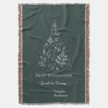 Christmas Tree and Greetings on Green