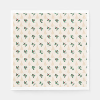 Christmas tree and Holly in Cream Paper Napkins