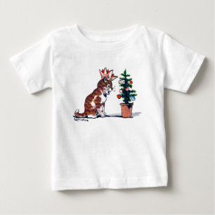 Christmas Tree and Kitten, Louis Wain Baby T-Shirt