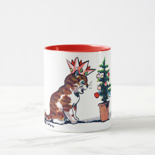 Christmas Tree and Kitten, Louis Wain Mug