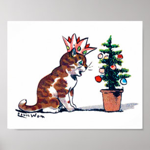 Christmas Tree and Kitten, Louis Wain Poster