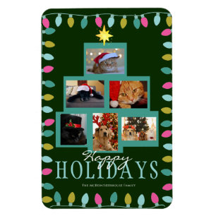 Christmas Tree and Lights Photo Holiday Card Magnet
