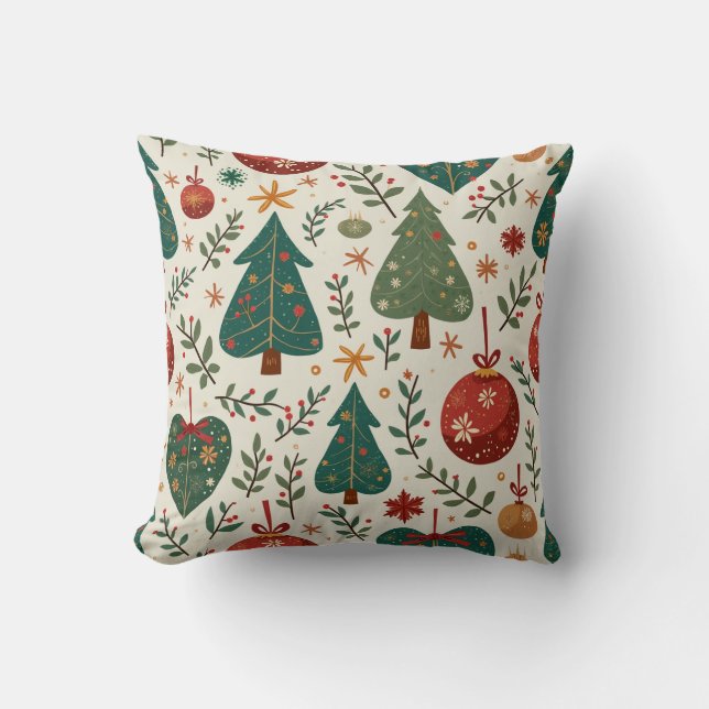 Christmas tree and ornament pattern cushion (Front)