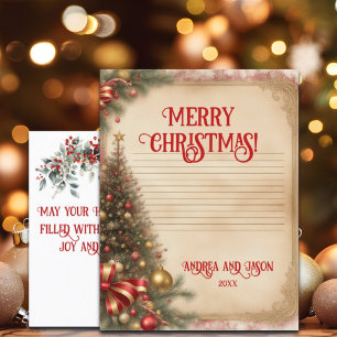 Christmas tree and ornaments Gold Glitter Elegant Postcard