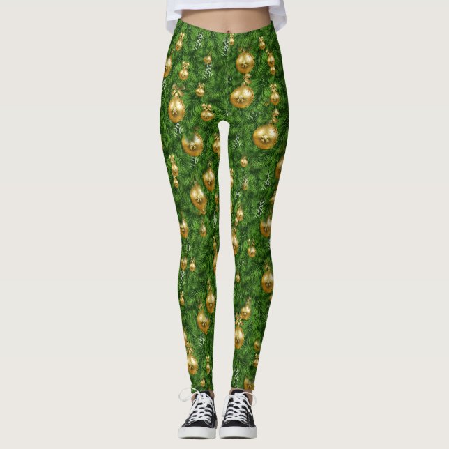 CHRISTMAS TREE AND ORNAMENTS LEGGINGS (Front)