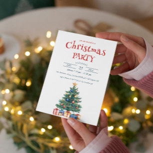 Christmas Tree And Presents Christmas Party Invitation