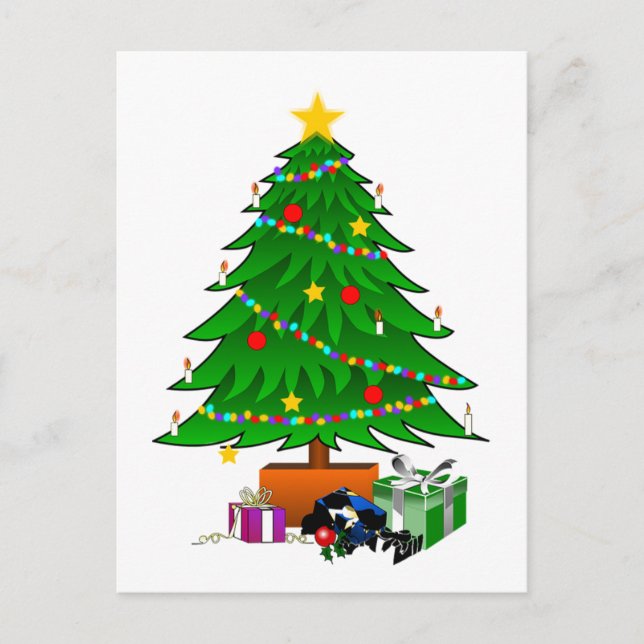 Christmas Tree and Presents Holiday Postcard (Front)
