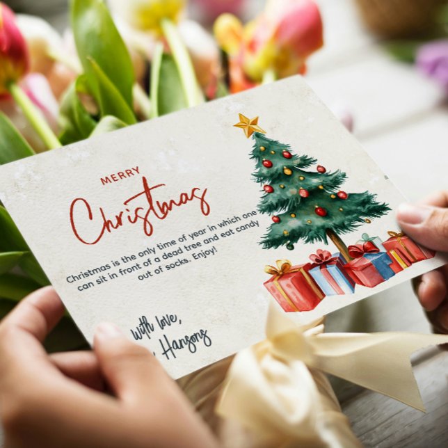 Christmas Tree and Presents Merry Christmas Custom Holiday Card (Creator Uploaded)