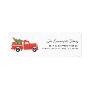 Christmas Tree and Red Truck Family Return Address