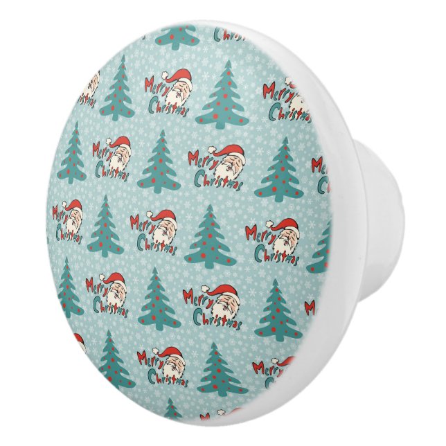Christmas tree and santa claus ceramic knob (Right)