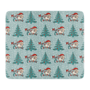 Christmas tree and santa claus cutting board