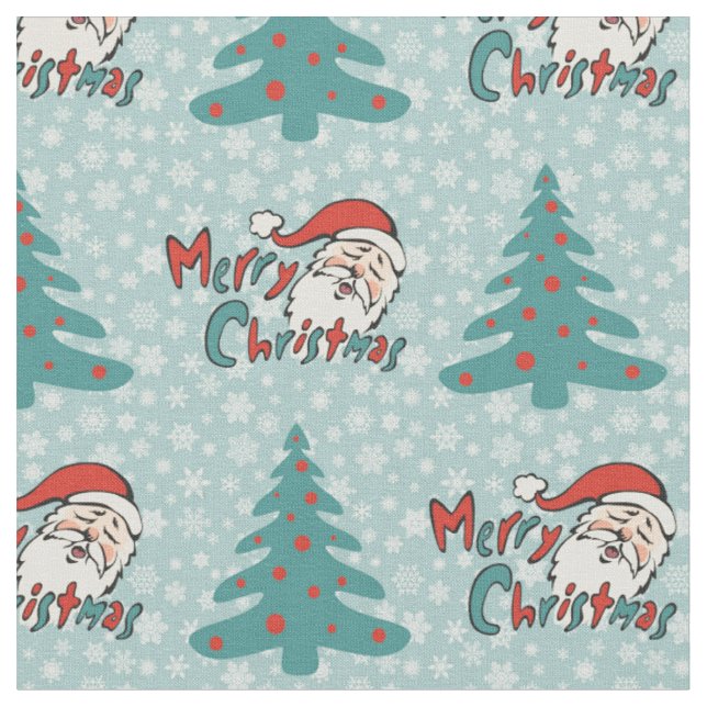 Christmas tree and santa claus fabric (Close Up)