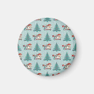 Christmas tree and santa claus magnet