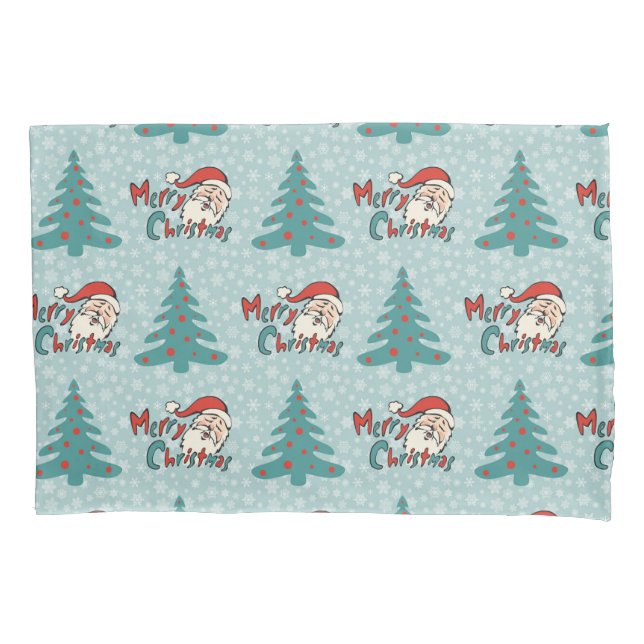 Christmas tree and santa claus pillowcase (Front)