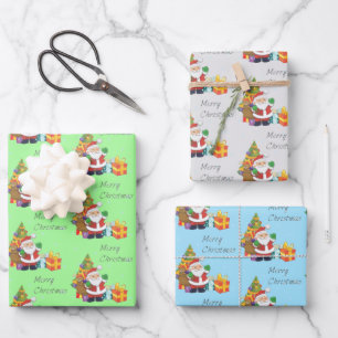 Christmas tree and Santa Merry Christmas Wrapping Paper Sheet