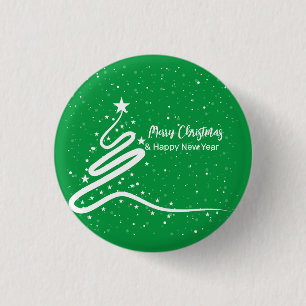 Christmas Tree and Snowfall 3 Cm Round Badge