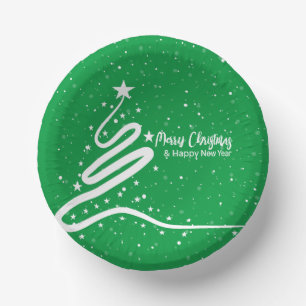Christmas Tree and Snowfall Paper Bowls Paper Plate